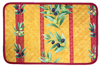 Provence quilted Placemat, non coated (olives stripes. orange)